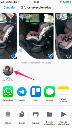 sincronizar iphone con mac via airdrop