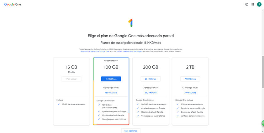 obtener más espacio en google