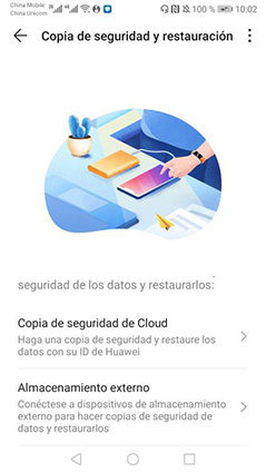 dos opciones de respaldo en android 