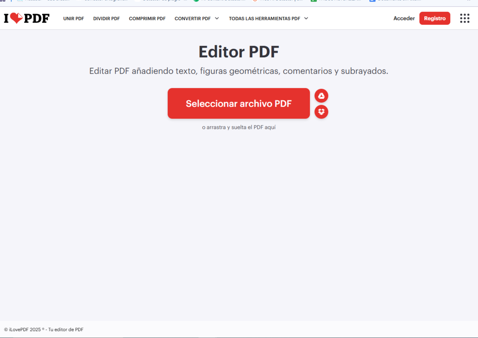 editor ilovepdf para subrayar pdf en chrome