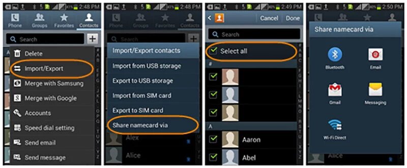 compartir contactos android via bluetooth