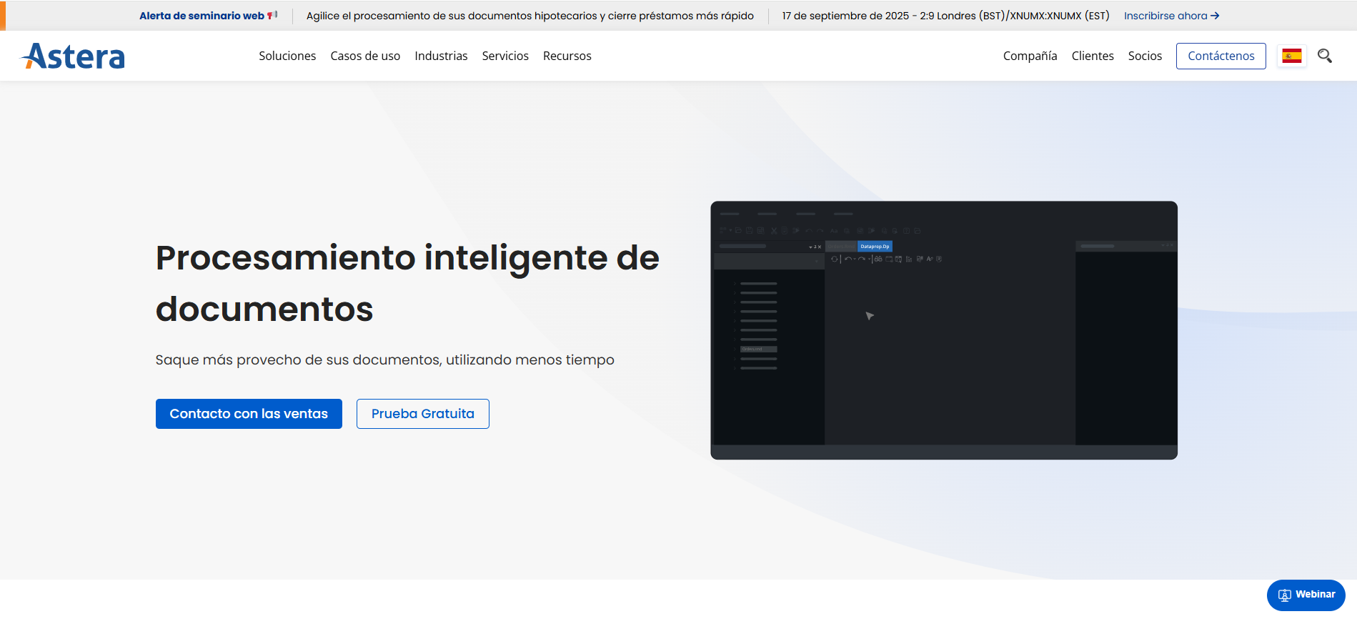 interfaz de astera para extraer datos de pdf a excel con ia