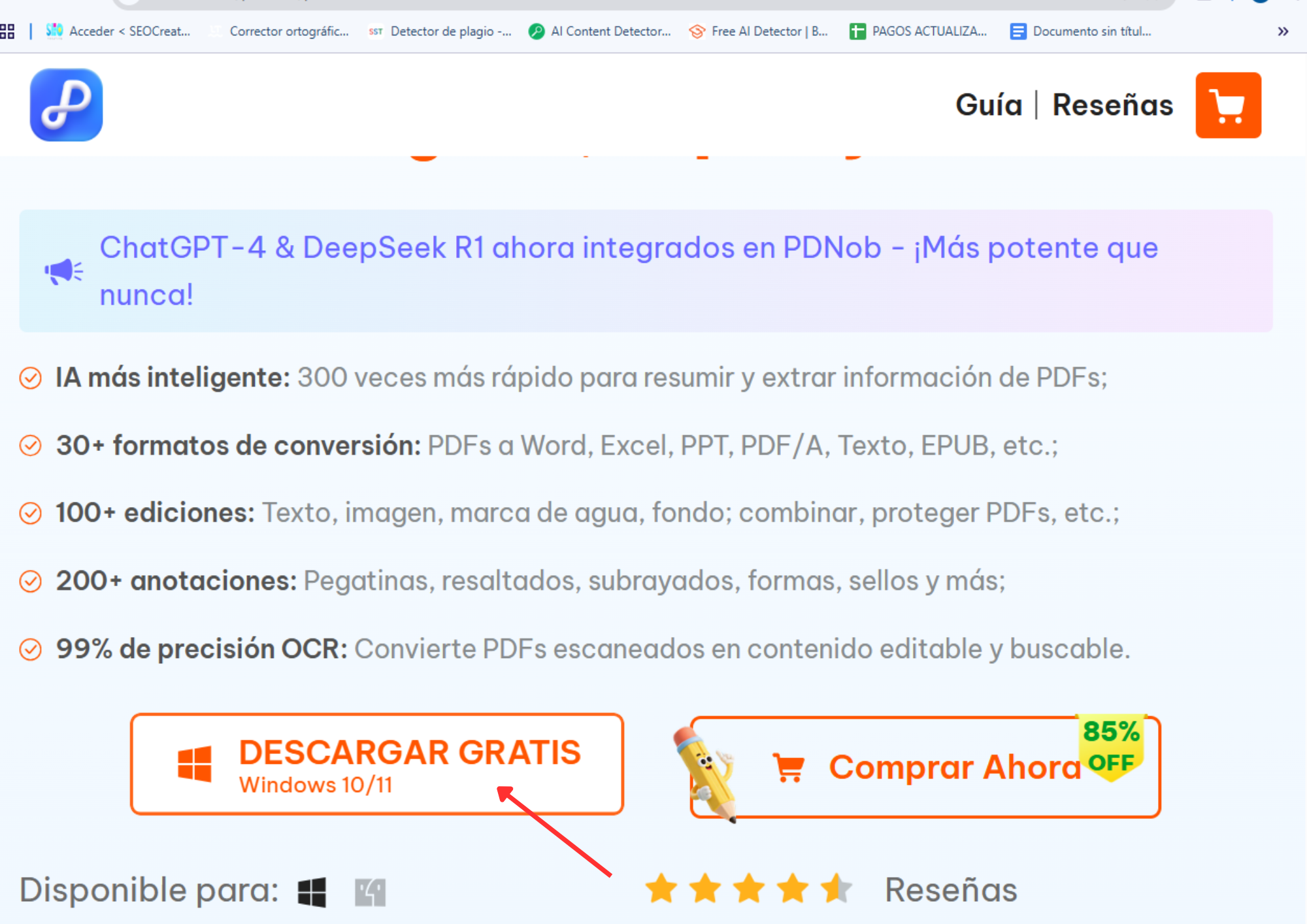 descarga e instalación de tenorshare pdnob para extraer datos de pdf a excel con ia
