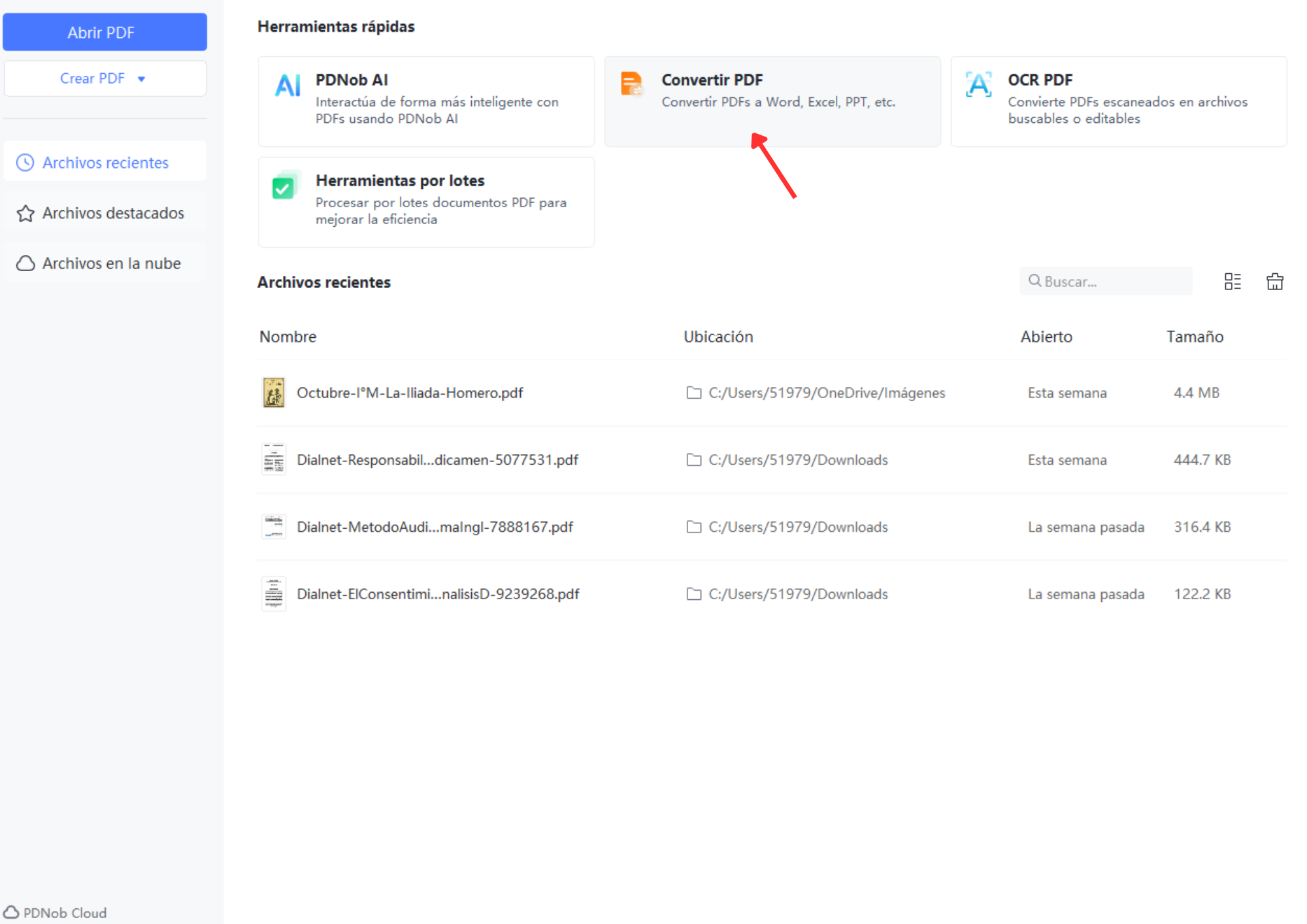 opción convertir pdf en tenorshare pdnob para extraer datos de pdf a excel con ia