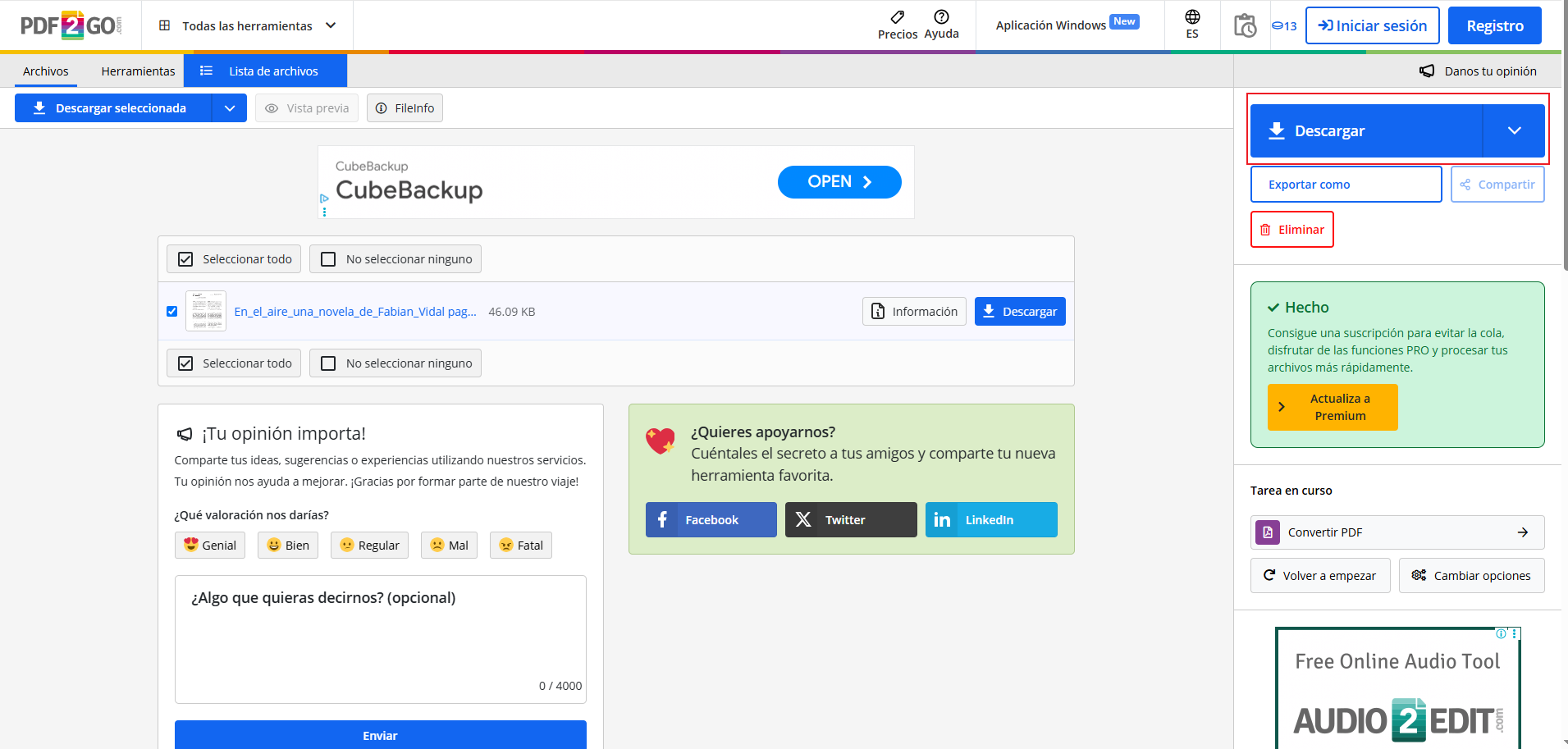 convertir pdf a word gratis sin registro con pdf2go