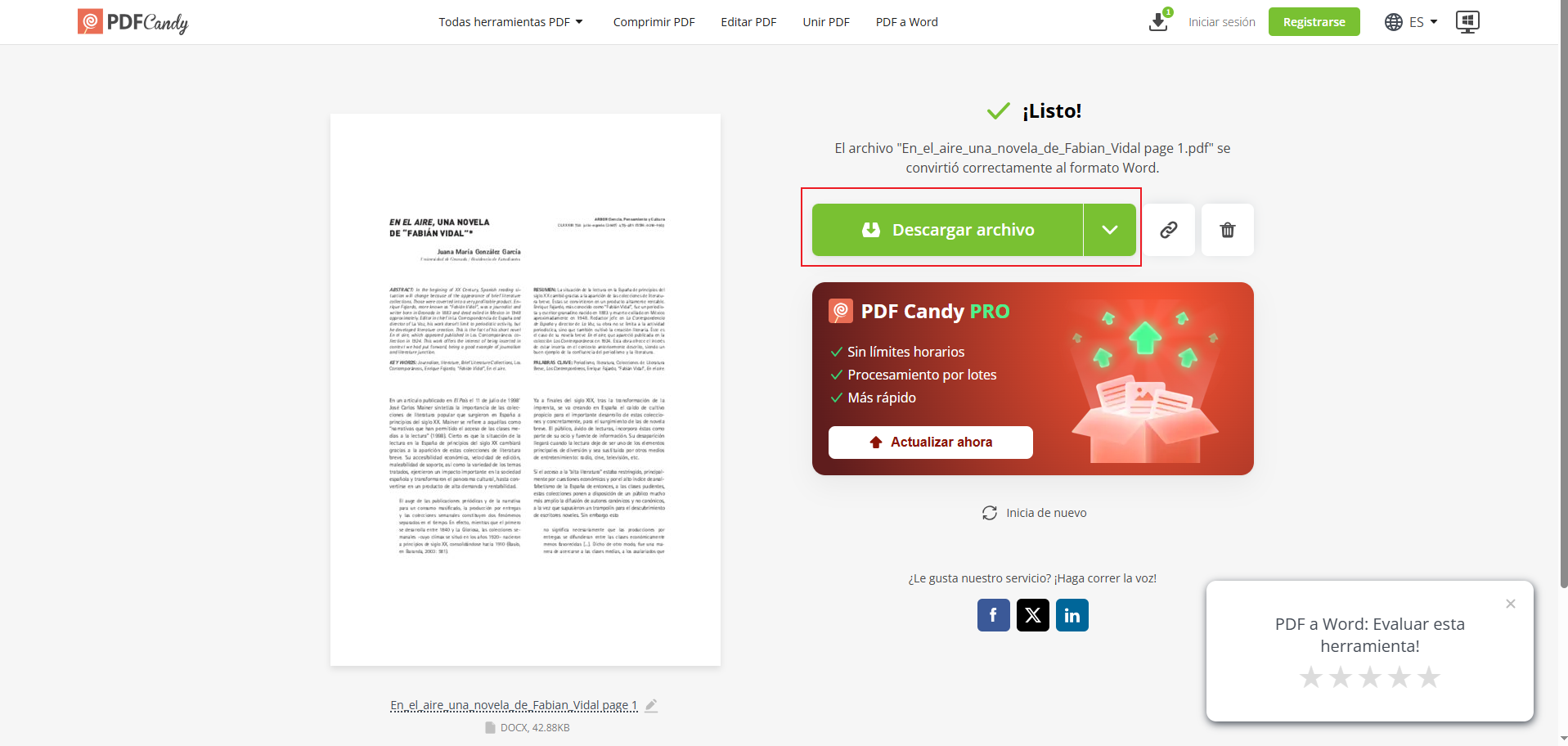 convertir pdf a word gratis sin registro con pdfcandy