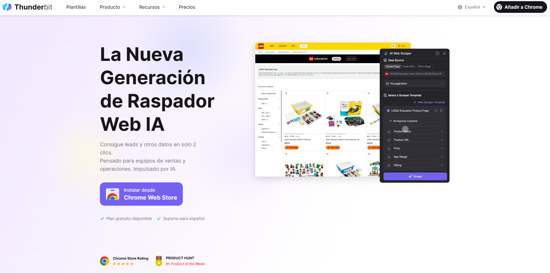 interfaz de thunderbit para extraer datos de pdf a excel con ia