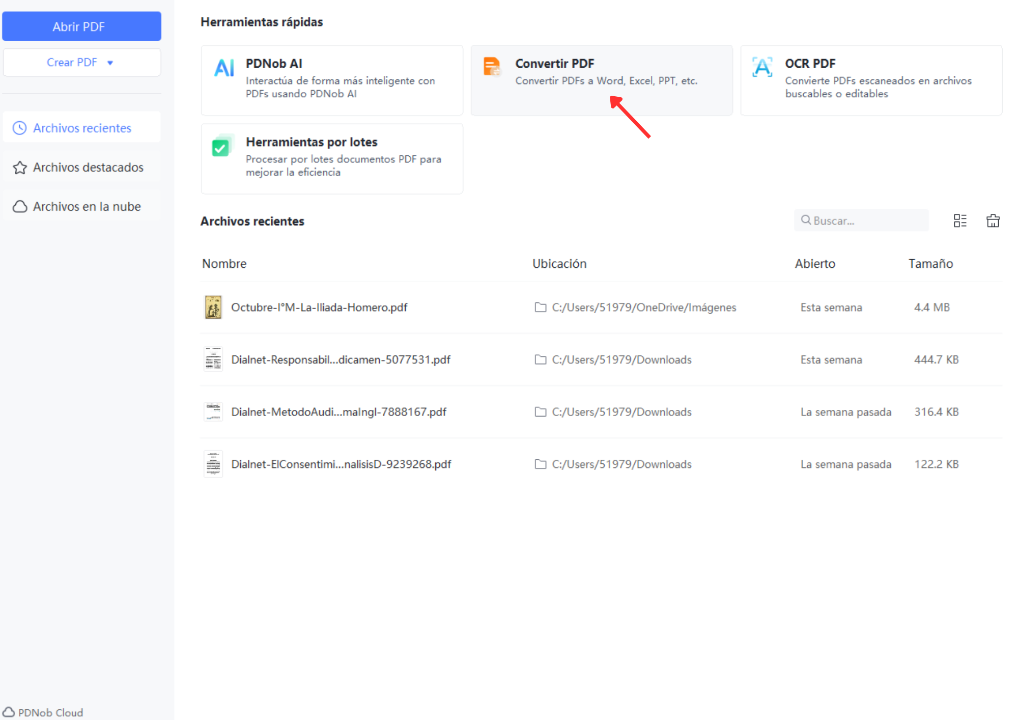 Seleccionar opción para convertir PDF a Word editable con Tenorshare PDNob