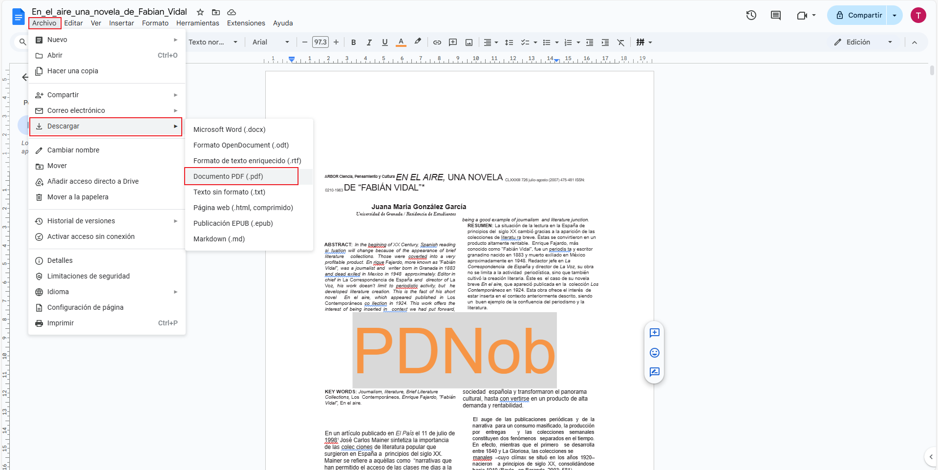 quitar marca de agua de pdf con google docs