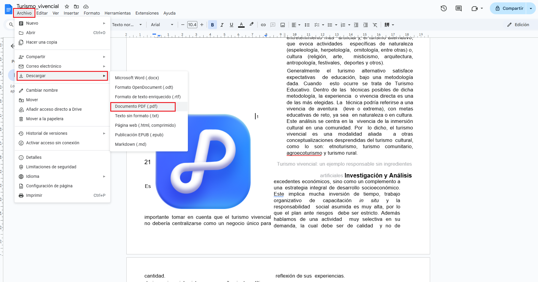 exportar a pdf en google docs