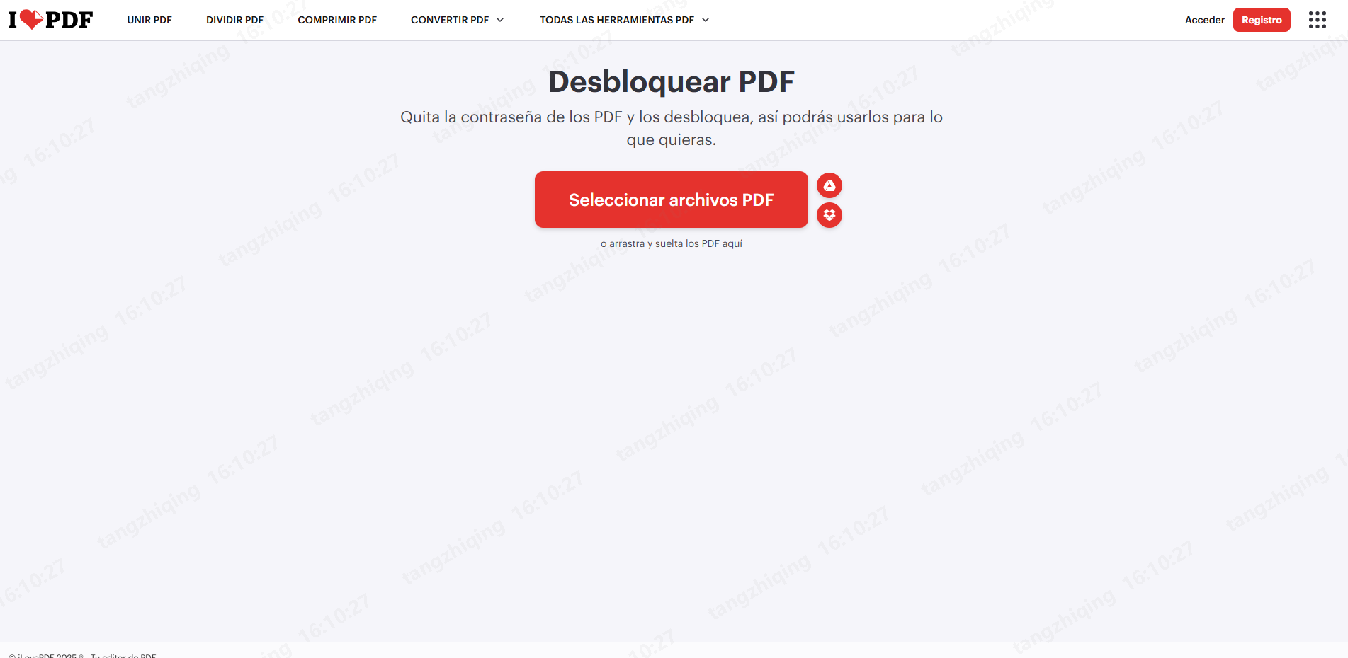 editar un PDF protegido usando ilovepdf