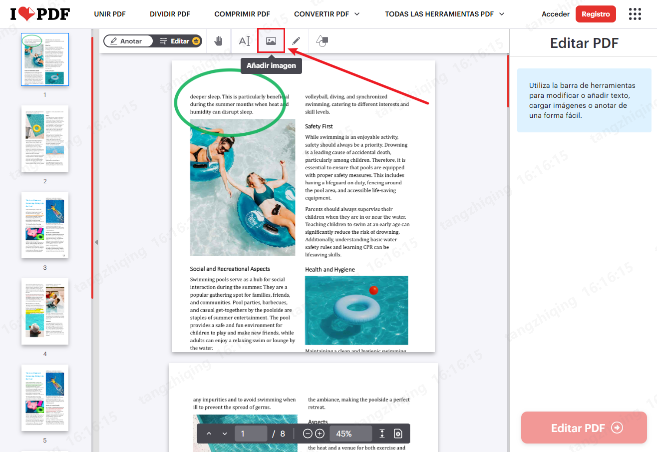 insertar imagen en pdf con ilovepdf