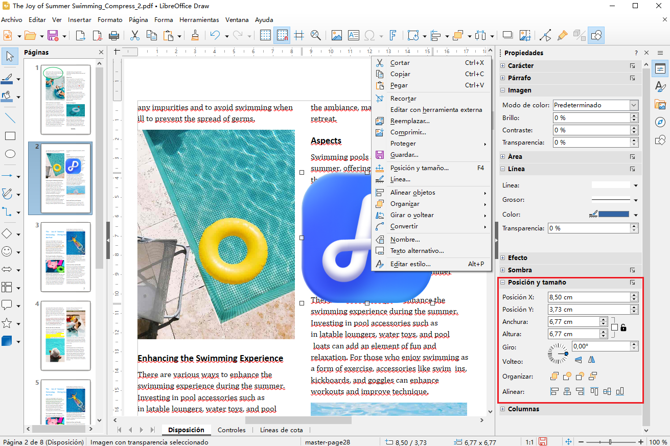 ajustar la imagen anadida en libreoffice draw
