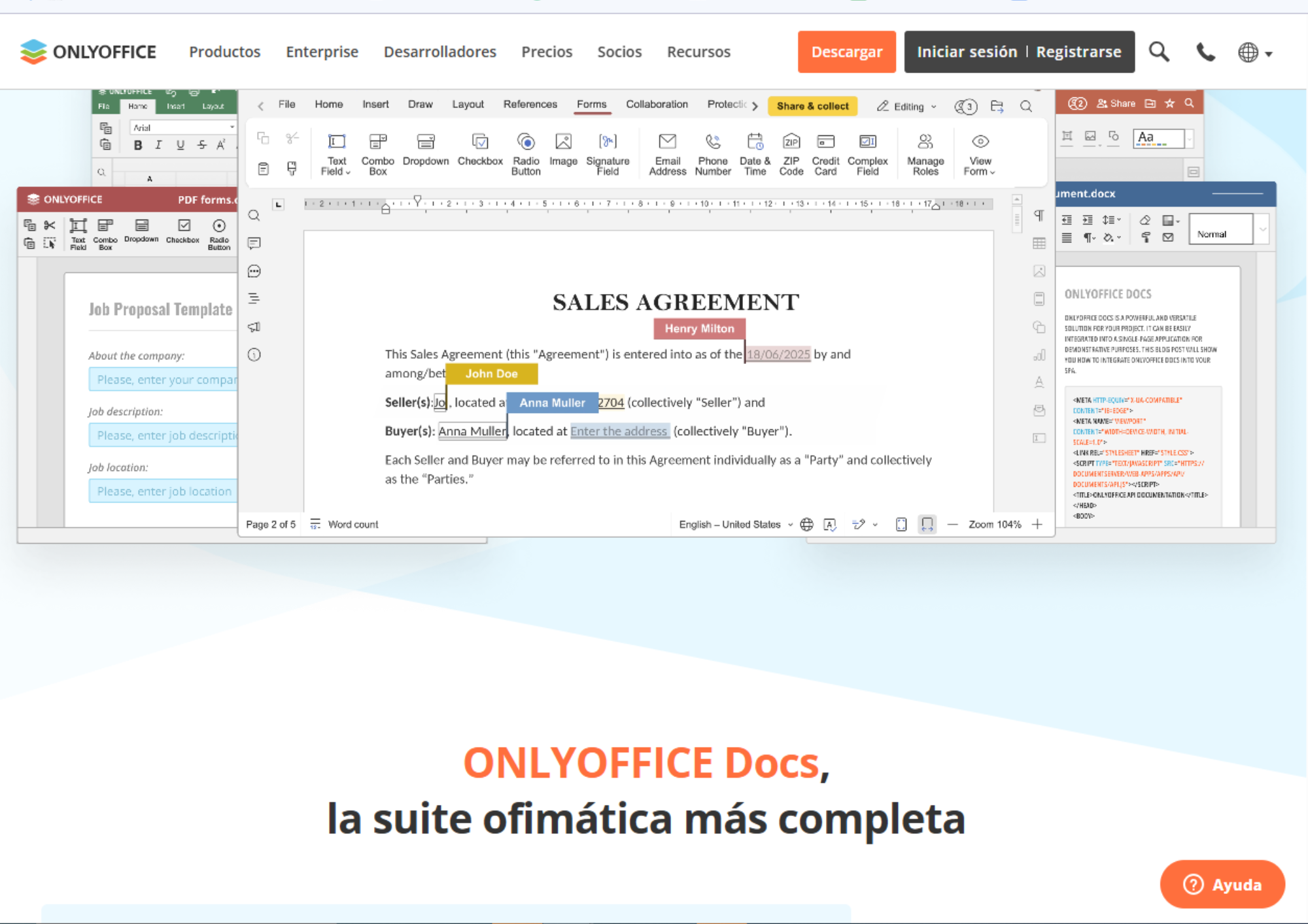 Crear formulario PDF rellenable gratis con ONLYOFFICE