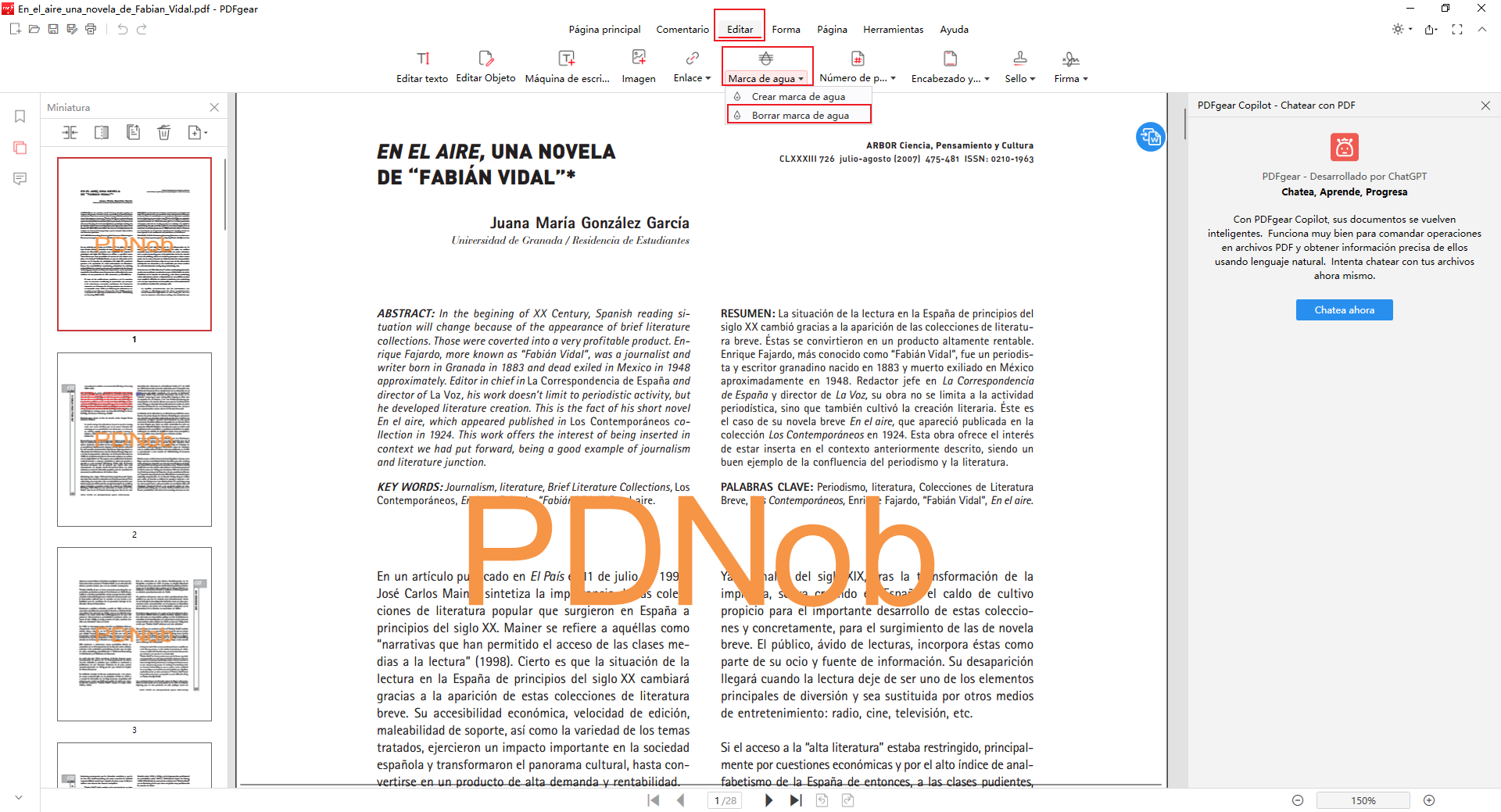 eliminar marca de agua pdf con pdfgear