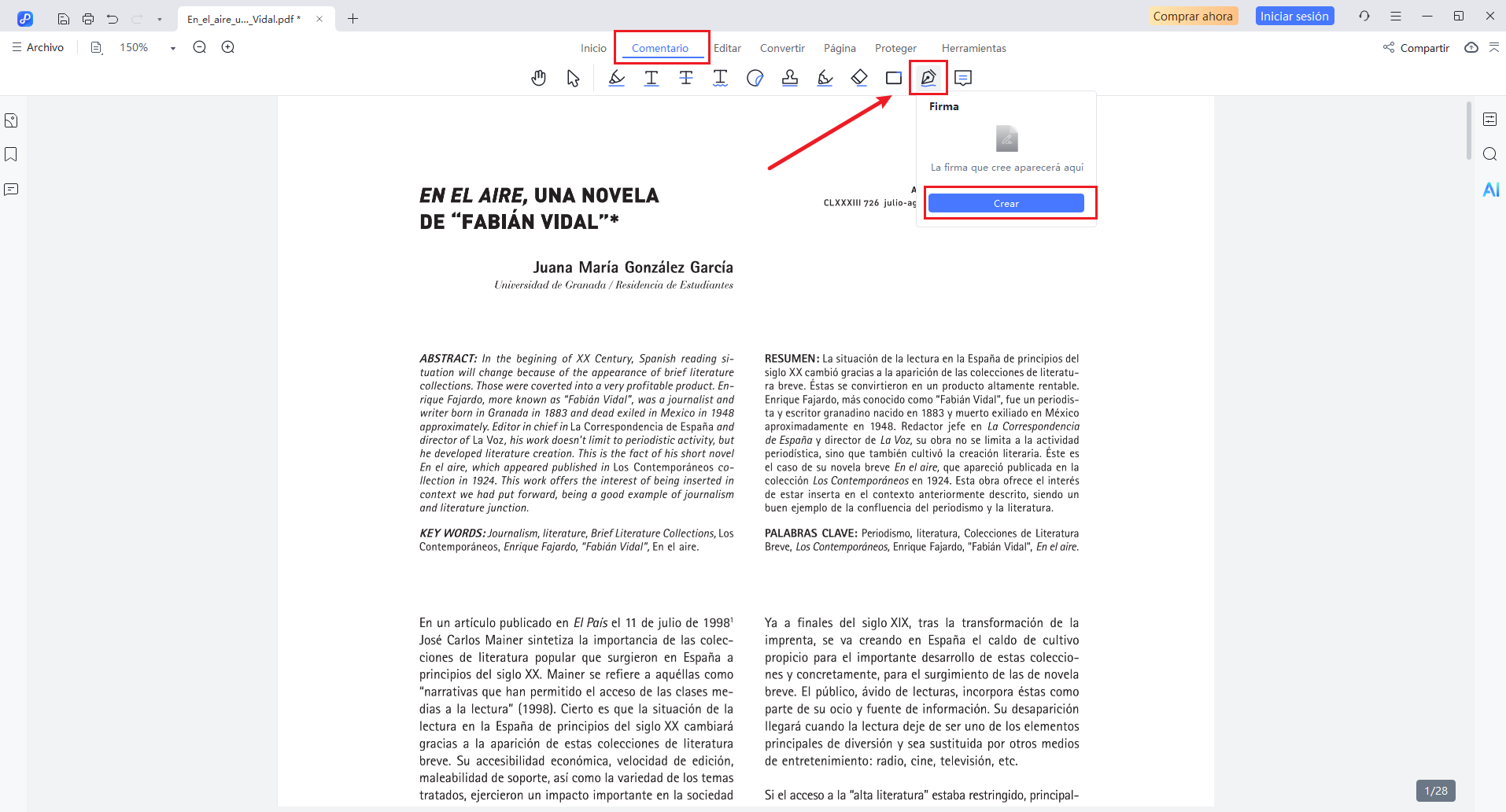 seleccionar firma para firmar pdf con tenorshare pdnob en mac