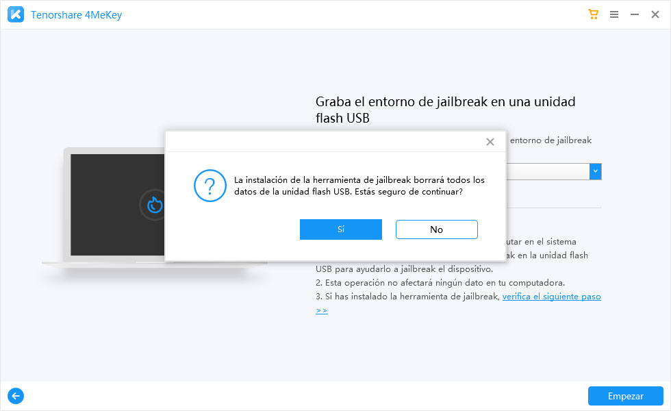 entorno de jailbreak borrará los datos usb