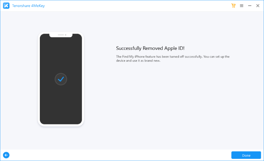 id de apple eliminado con éxito - 4MeKey guía