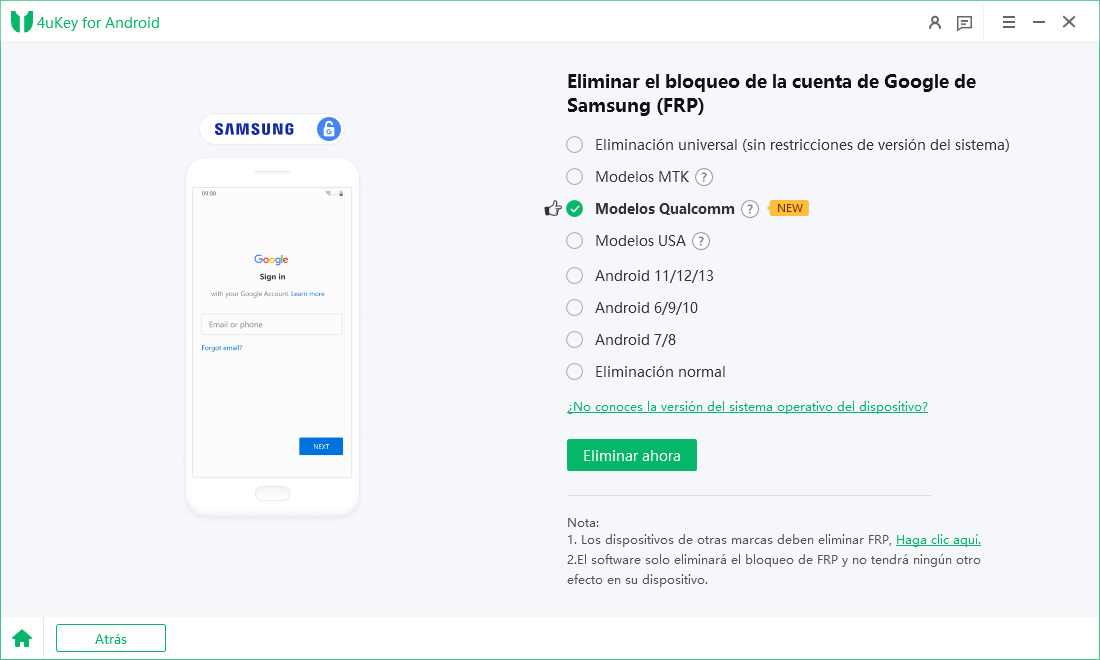 omisión de frp para modelos samsung qualcomm