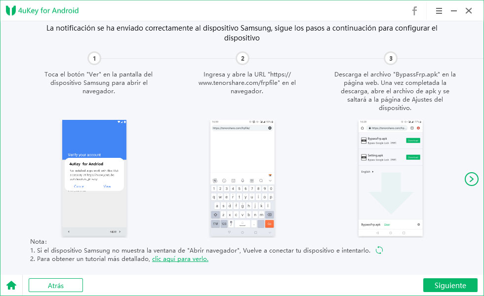 configurar el dispositivo samsung