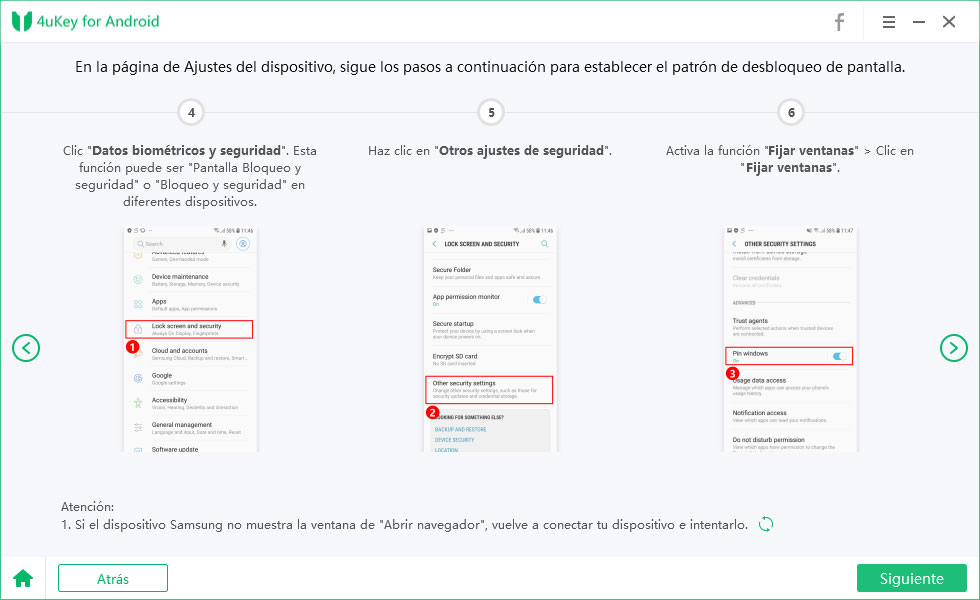 establecer el patrón de desbloqueo de la pantalla samsung