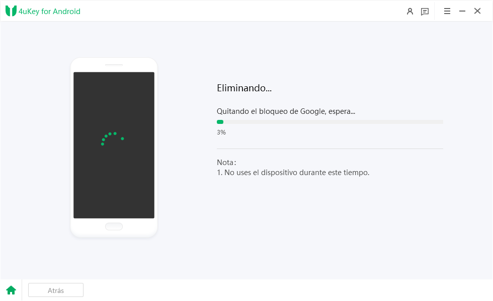 4ukey para Android eliminando el bloqueo de Google