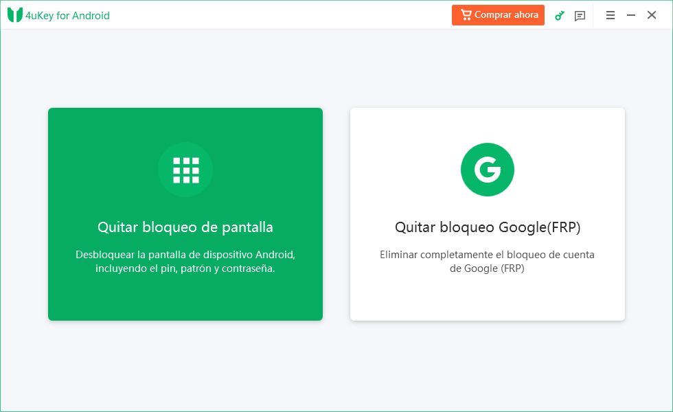 seleccionar función de eliminar bloqueo de Google en 4uKey for Android