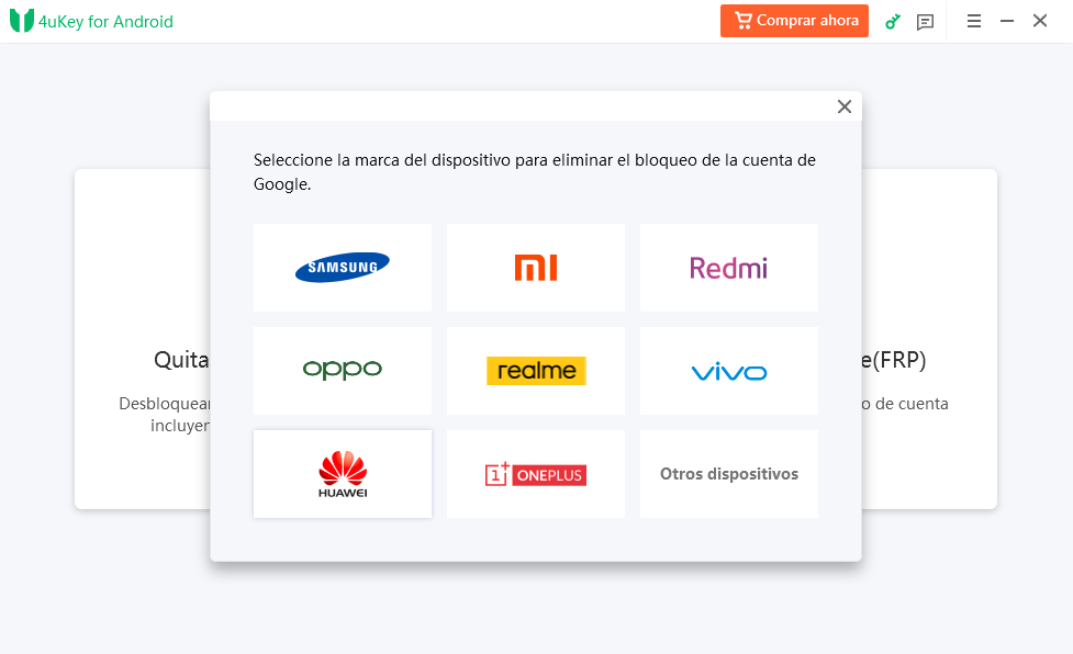 seleccionar la marca del dispositivo en 4uKey for Android