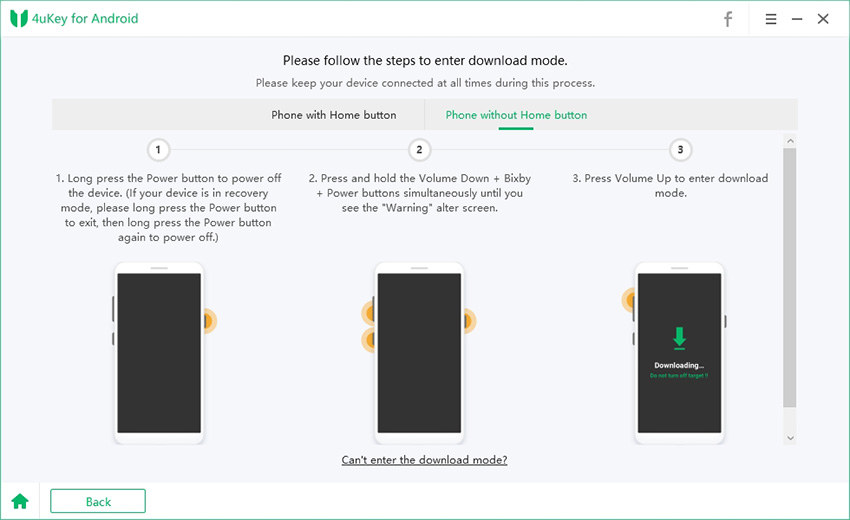 entrar al modo download sin botones