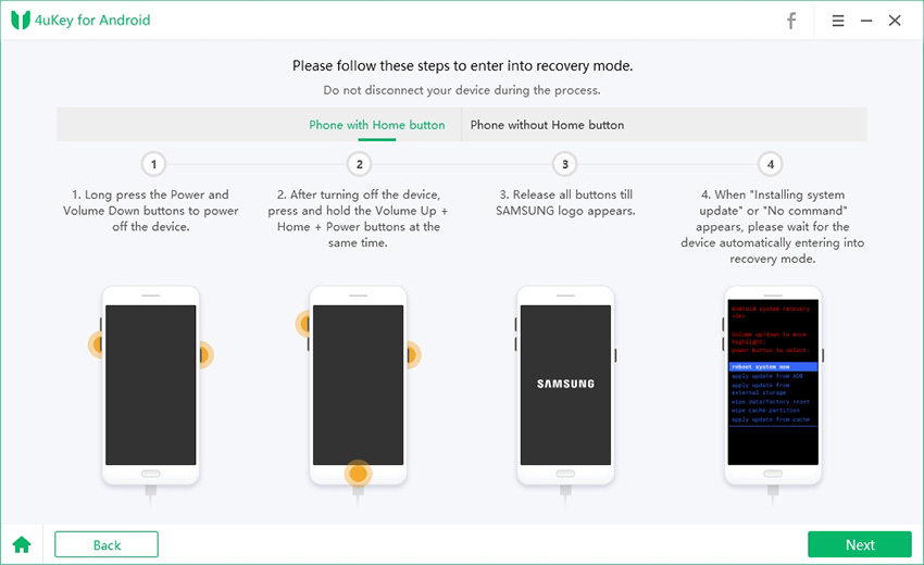 entrar samsung en modo recovey con botones