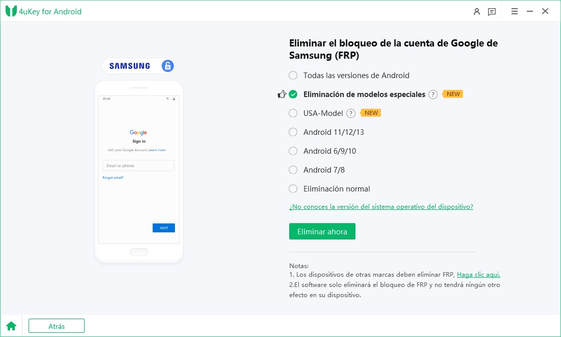 select samsung device os