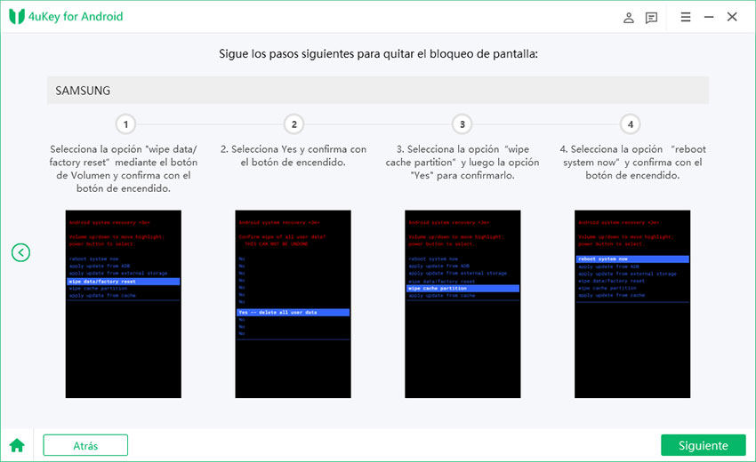 4ukey para Android reinicio de Android