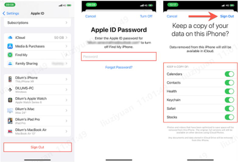 cerrar sesión en icloud