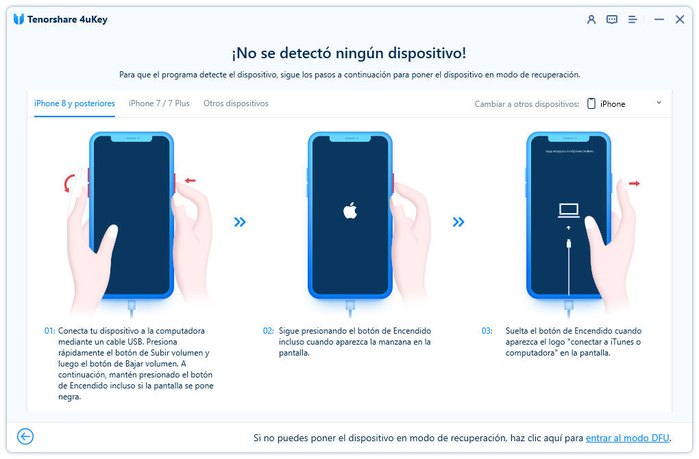 entrar en modo de recuperación