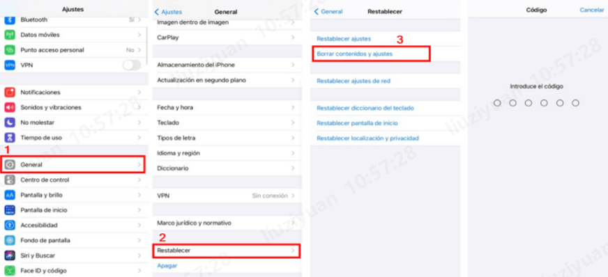 restaurar la configuración de fábrica