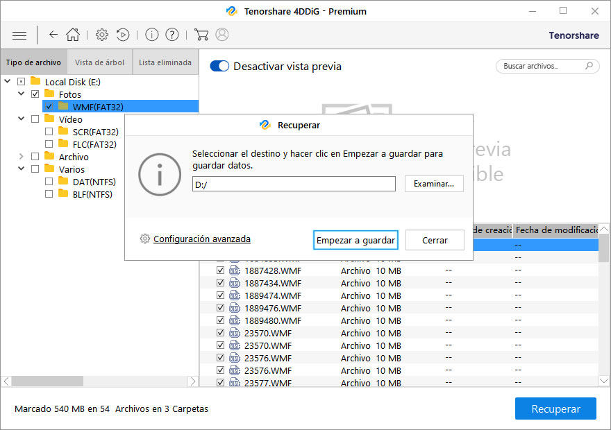 recuperar los datos encontrados