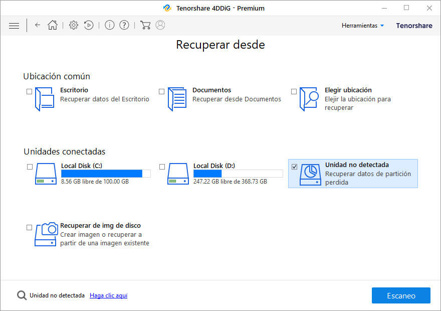 recuperar datos de la partición perdida