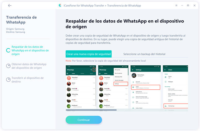backup los datos de whatsapp android a andoid por icarefone transferencia de whatsapp