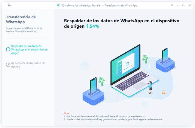 respaldar los datos en icarefone-ios whatsapp transferencia