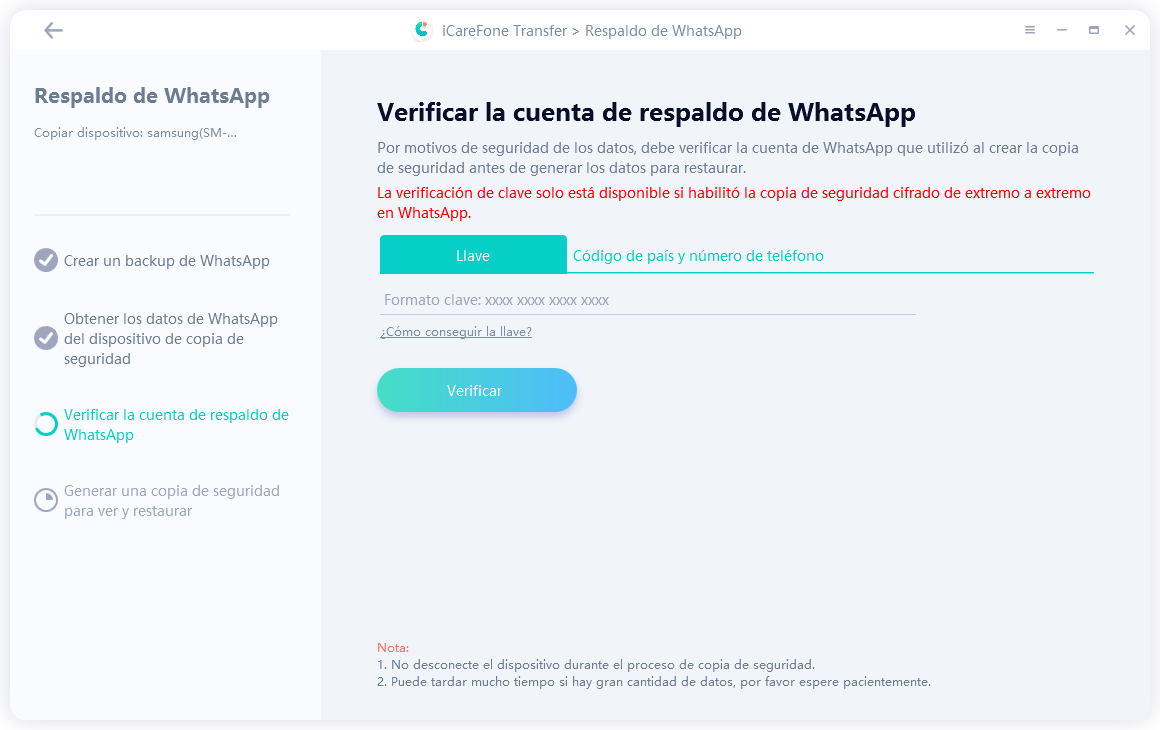 ingresar la llave de 64 dígitos