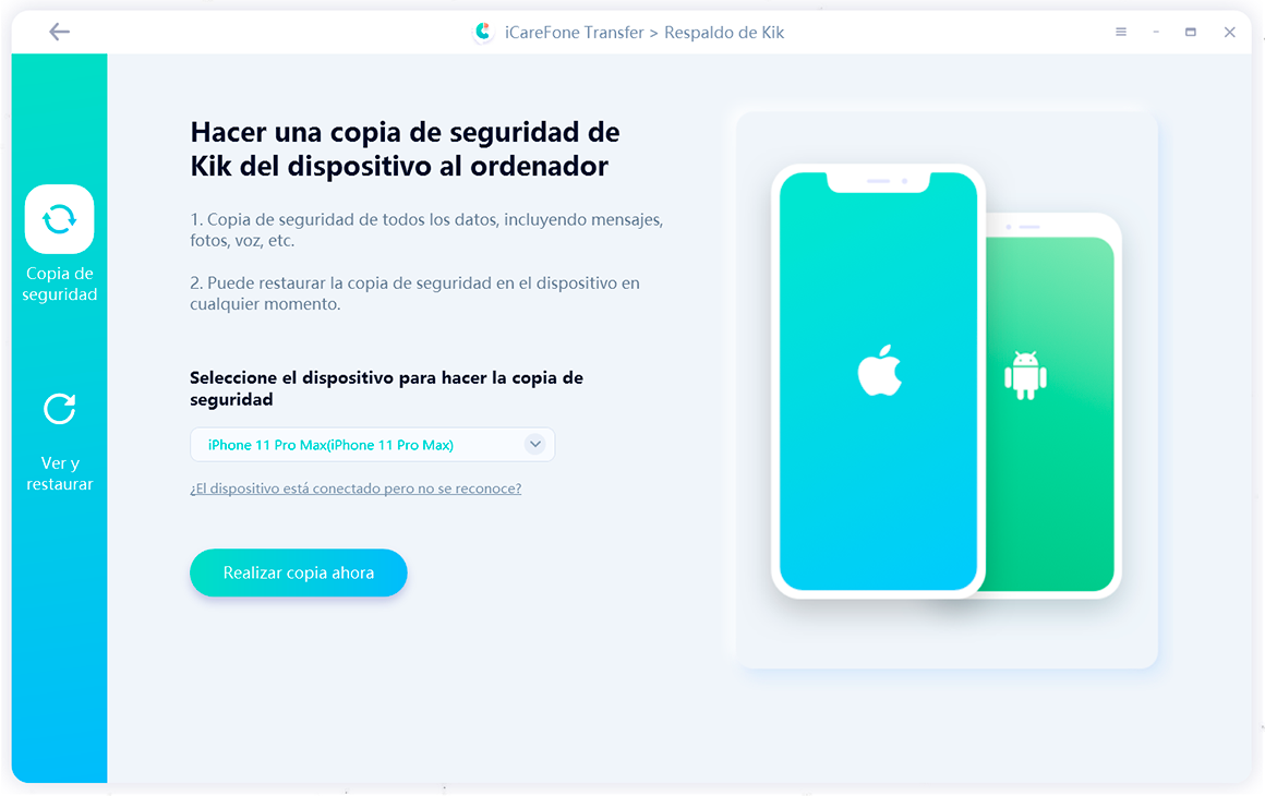icarefone transfer - iniciar respaldo de datos de kik