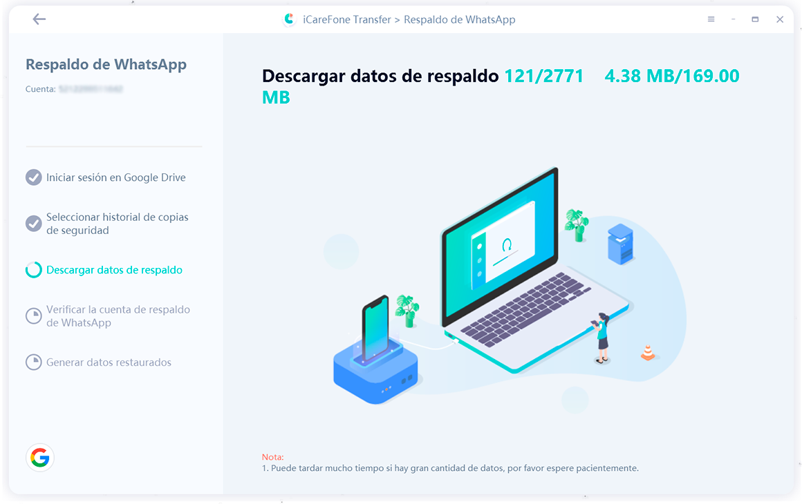 guía de transferencia de icarefone - copia de seguridad de la interfaz de whatsapp