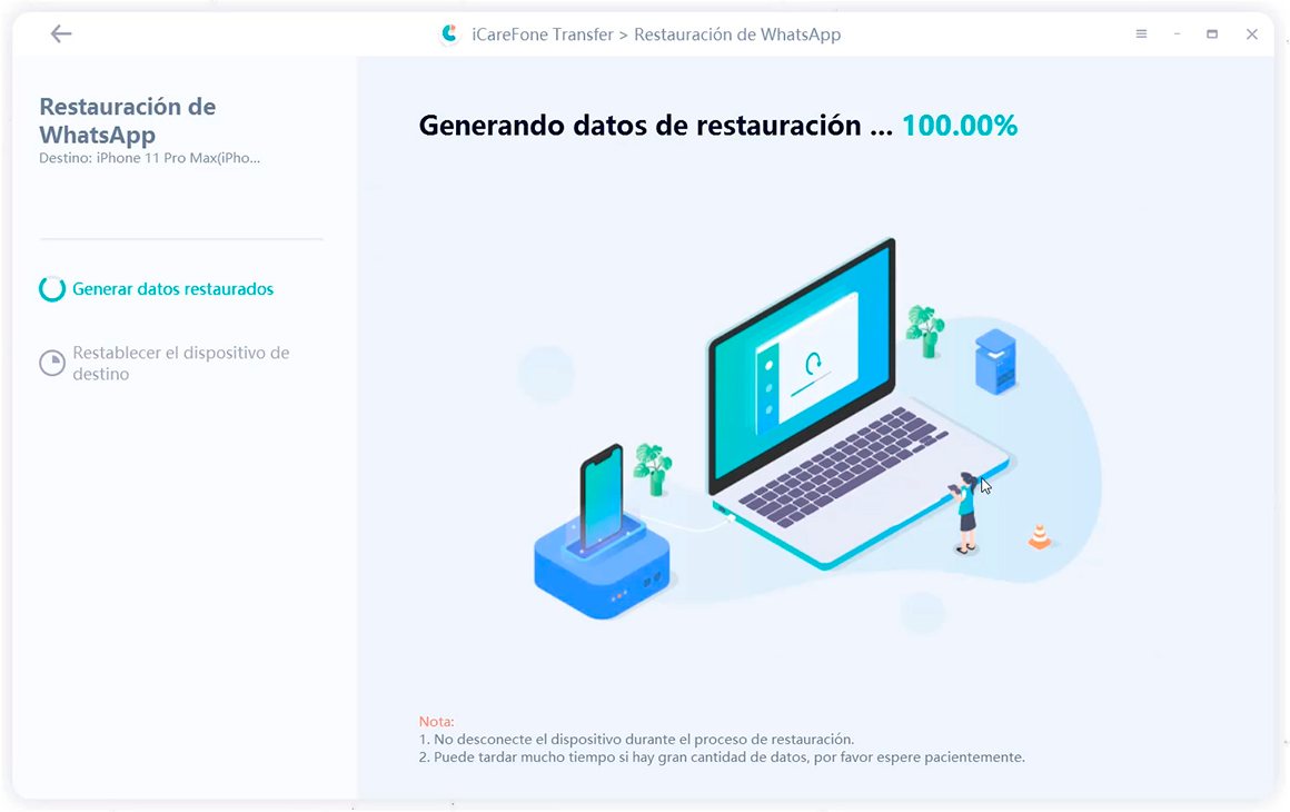 guía de transferencia de icarefone - copia de seguridad de la interfaz de whatsapp