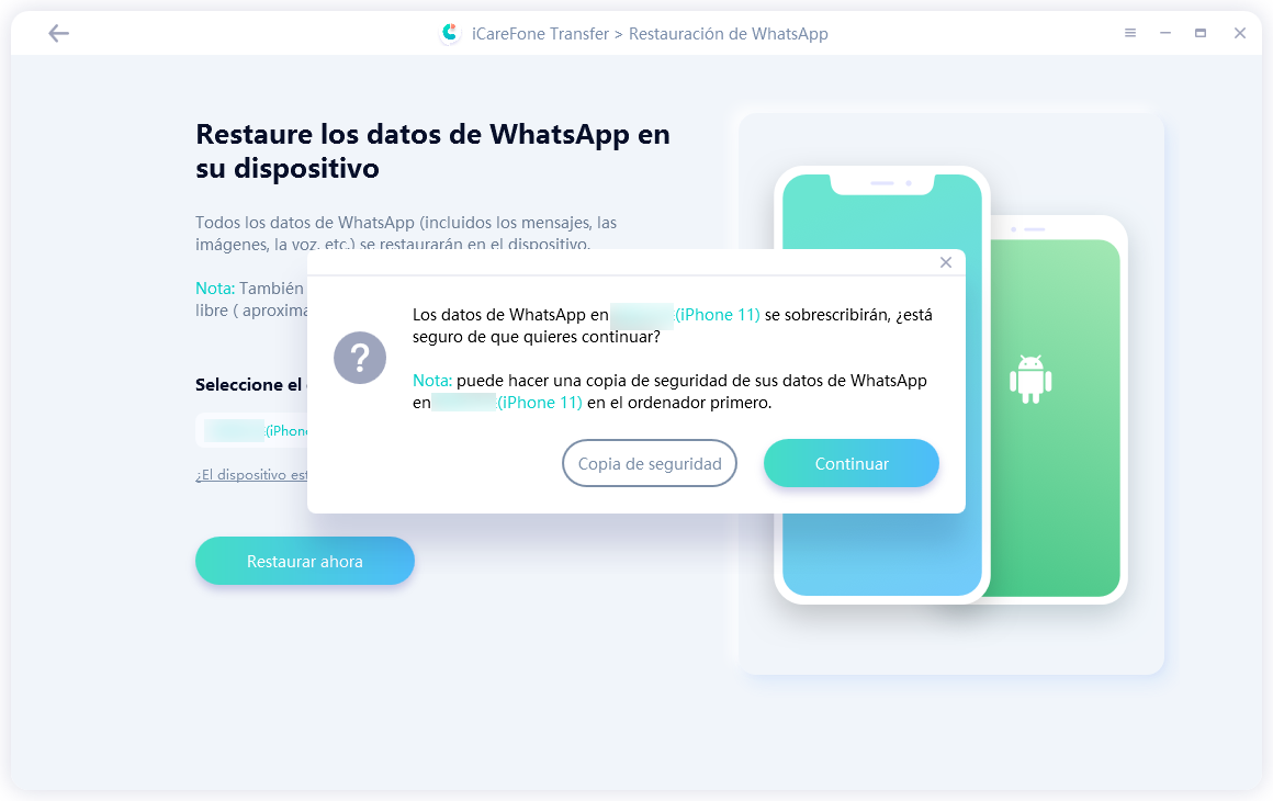 restore whatsapp data will be overwritten
