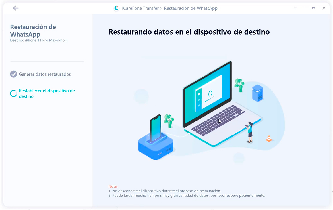 guía de transferencia de icarefone - copia de seguridad de la interfaz de whatsapp