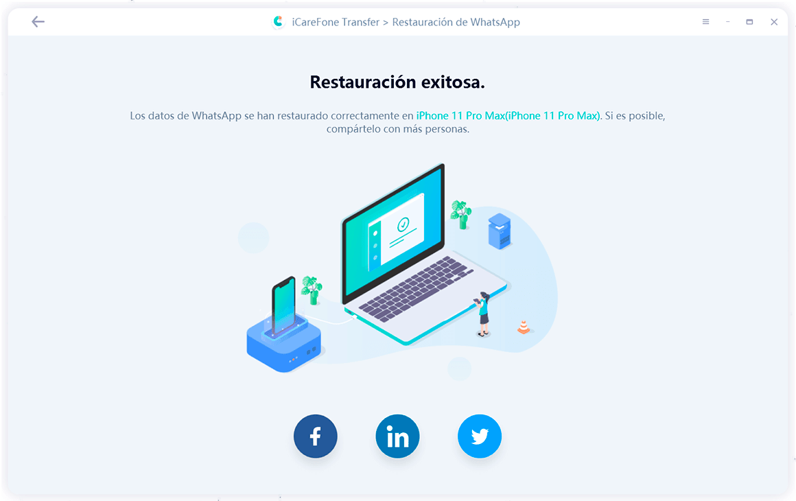 guía de transferencia de icarefone - copia de seguridad de la interfaz de whatsapp