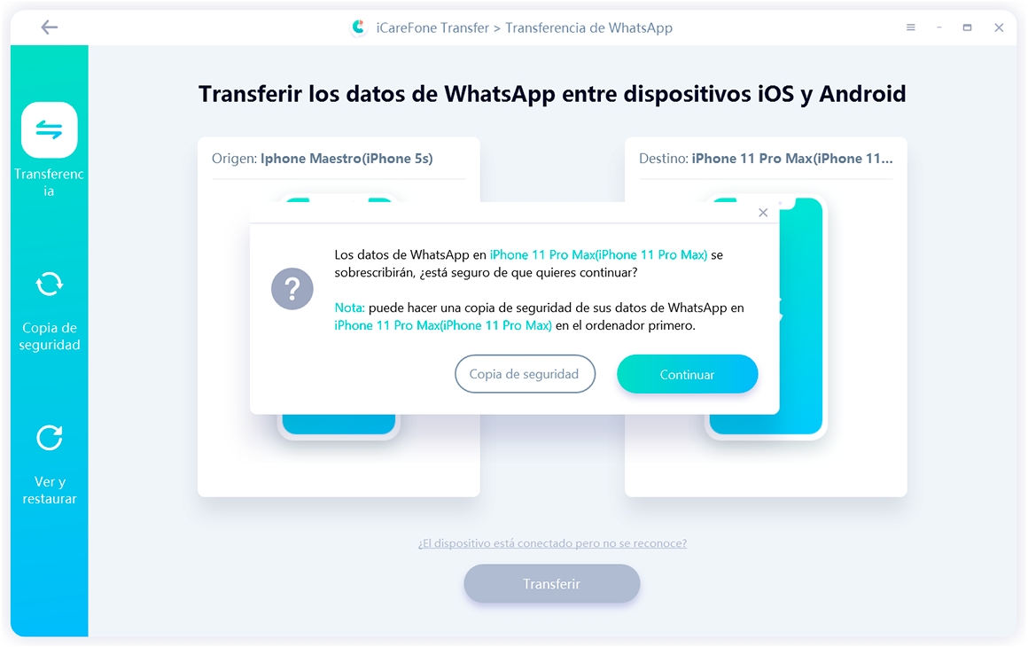 make sure logged in whatsapp with icarefone