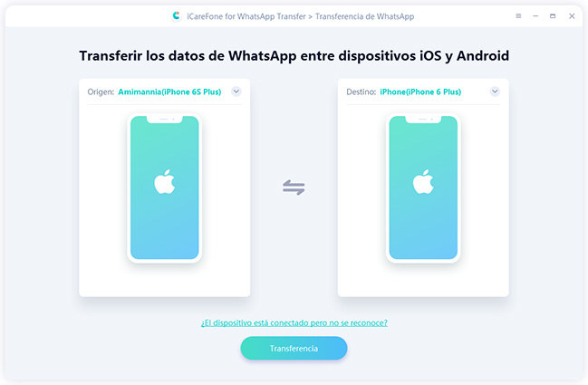 transferir datos de iphone a iphone por icarefone-ios whatsapp transferencia