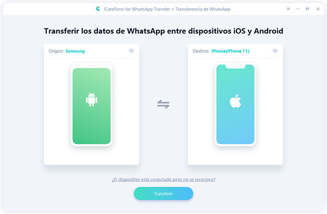 transferir datos de android a iphone por icarefone-ios whatsapp transferencia