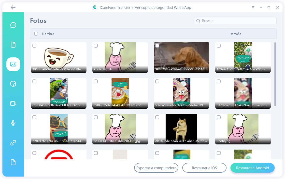 select photos icarefone for whatsapp transfer